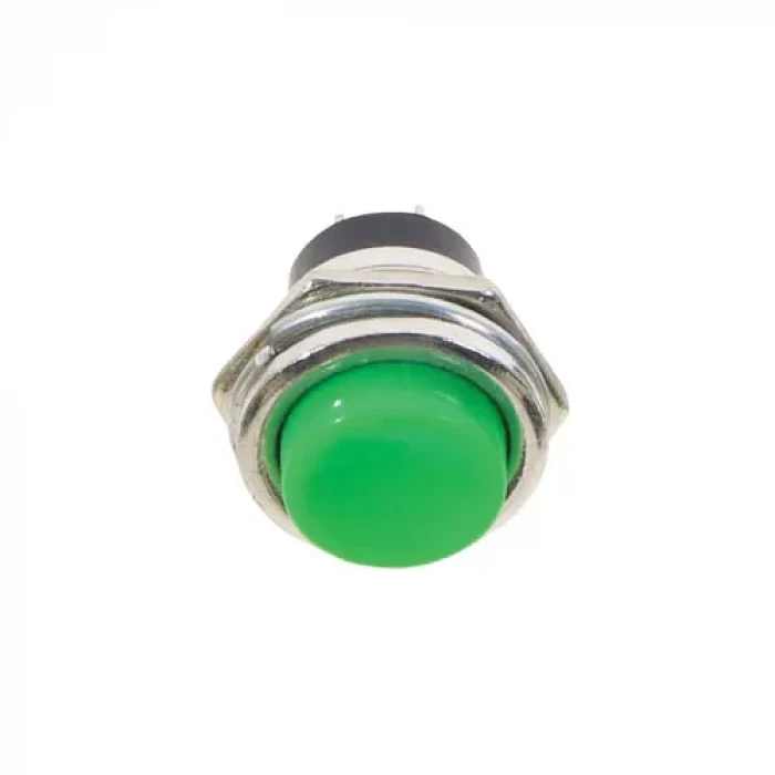 16mm Metal Push Buton - Normali Açık (NO) - Yaylı - YEŞİL