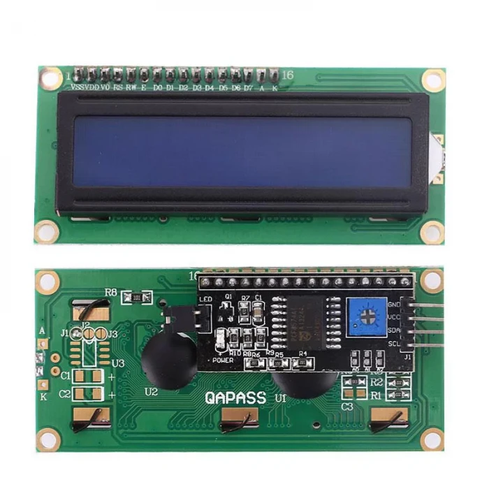 16x2 LCD Ekran - I2C Lehimli 1602 Mavi Display