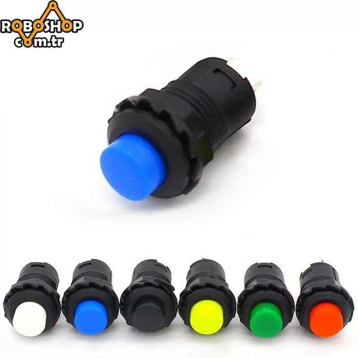 Push Buton Switch Yaylı - 12mm MAVi