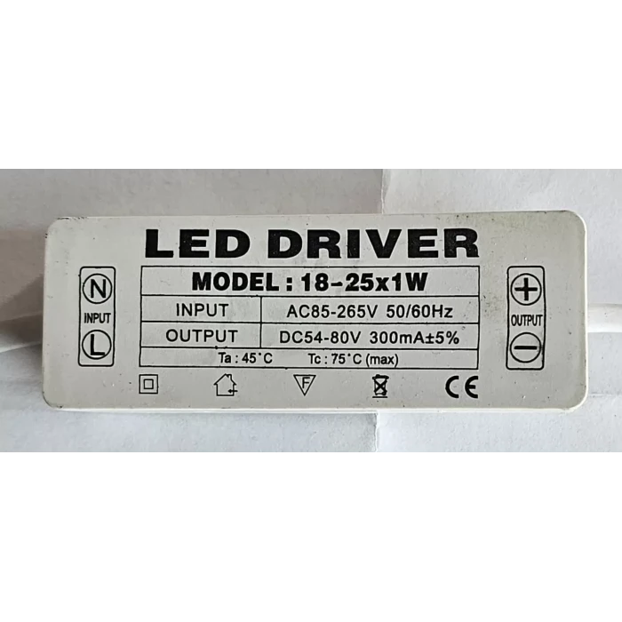 18 - 25 x 1W 300mA Led Sürücü Sabit Akım Led Driver