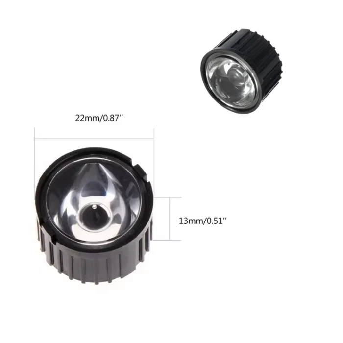 1W 3W 5W Power LED Mercek Lens 45 Derece - Siyah Çerçeve
