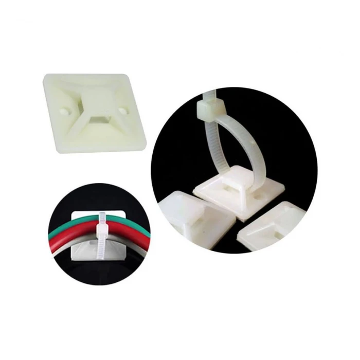 25x25Mm Kare Yapışkanlı Kroşe Kablo Bağı Kablo Tutucu