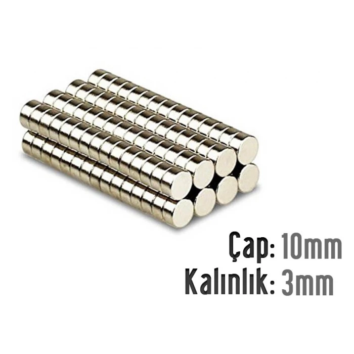 Çap: 10mm x Kalınlık: 3mm Neodyum Mıknatıs