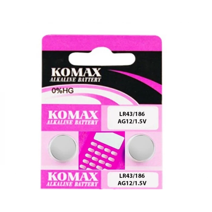 AG12 LR43 1.5V Düğme Pil Komax