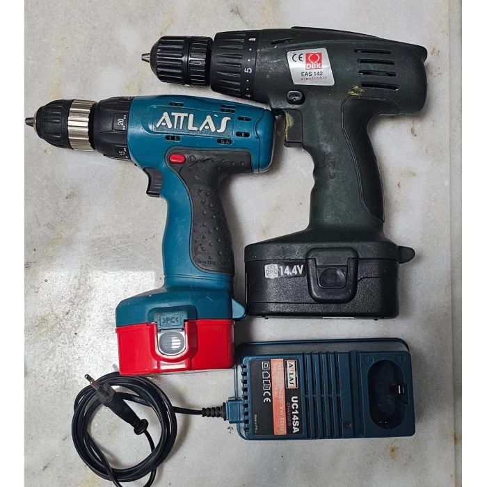 Atlas Star 14.4V ve DBK EAS 142 14.4V Sıfır Batarya Şarj Aleti 2 Adet Matkap