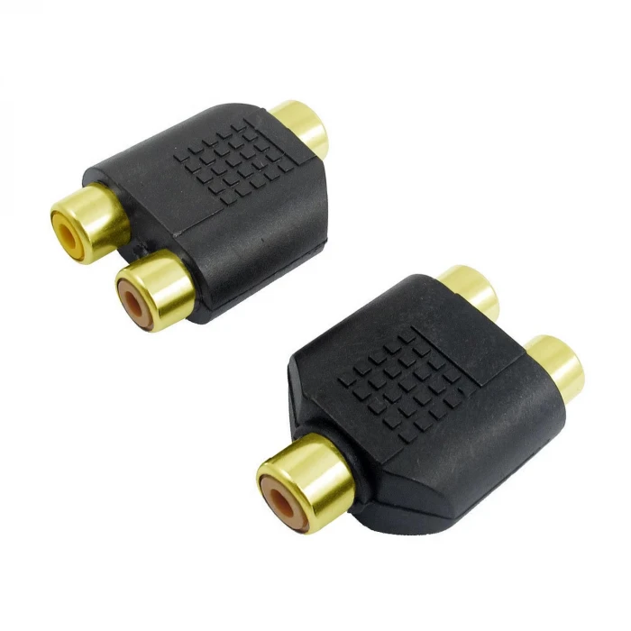 ÇEVİRİCİ JACK 1RCA DİŞİ TO 2RCA DİŞİ GOLD POLAXTOR