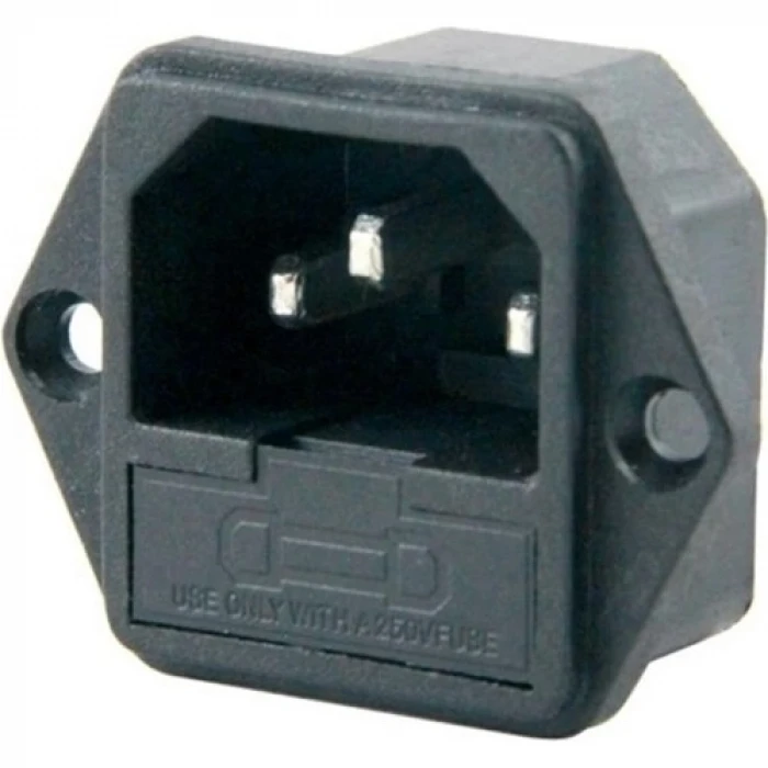 Power Soket Erkek Şase Kulaklı (Sigorta Yuvalı)