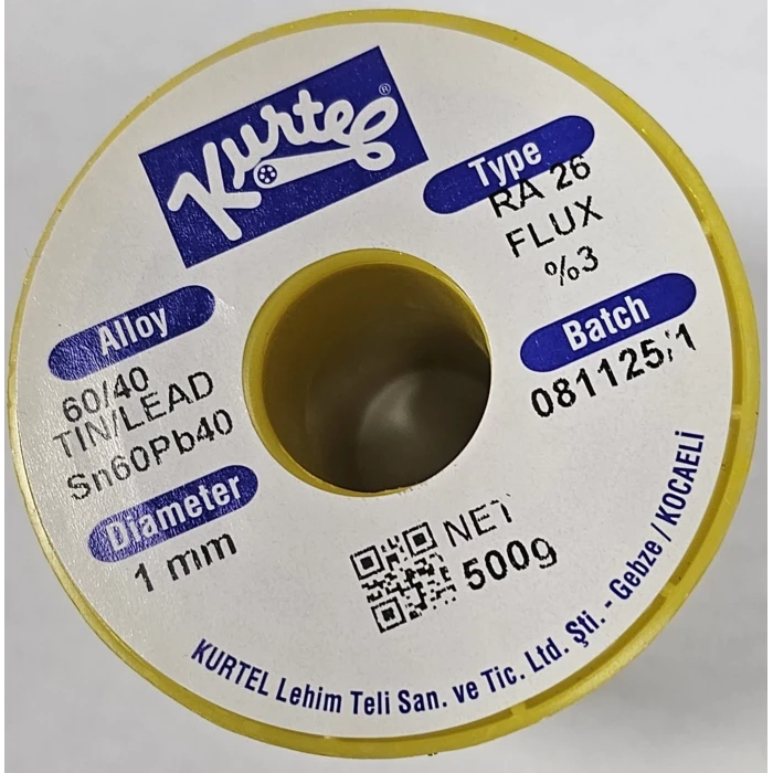 Kurtel Sn60/Pb40 Arax Pastalı Lehim Teli 1mm 500gr