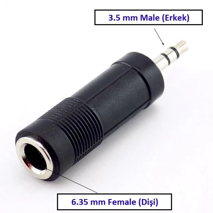 3.5mm Erkek Jak 6.35mm Dişi Jak Çevirici Adaptör