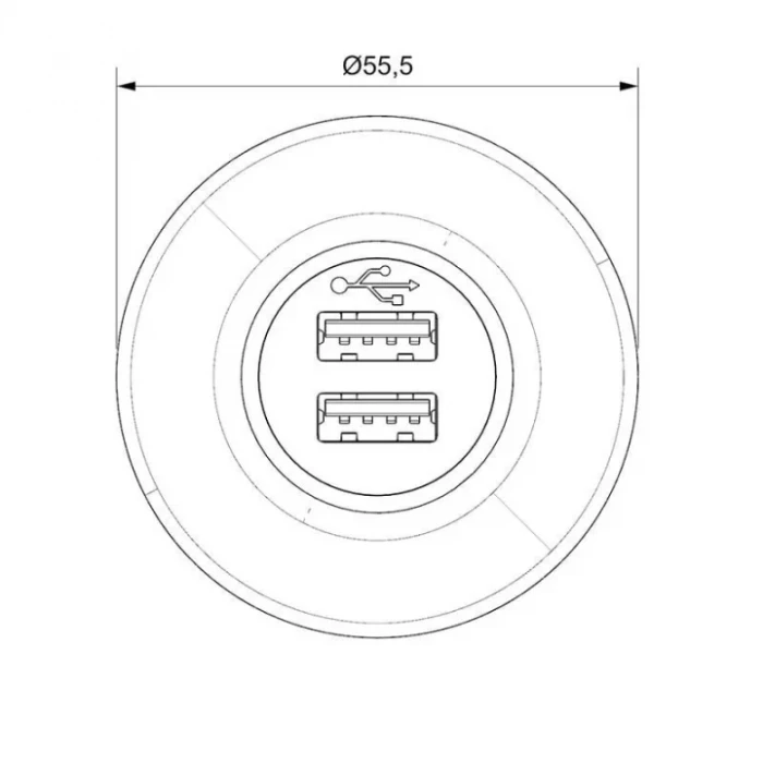 Sanel 12/24V USB Şarj Ünitesi Mavi Ledli (2,1A)