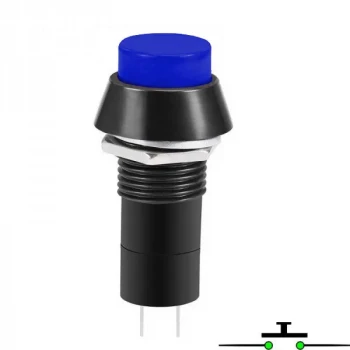 12mm Push Buton - Normali Açık (NO) - Yaylı PBS-11B - MAVi