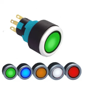 16 - 22mm Işıklı Buton NO + NC Kilitli - YEŞİL