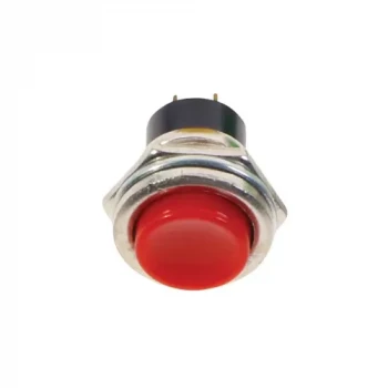 16mm Metal Push Buton - Normali Açık (NO) - Yaylı - KIRMIZI
