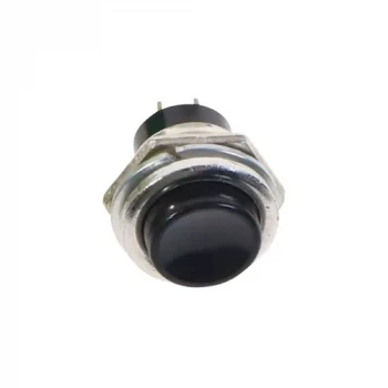 16mm Metal Push Buton - Normali Açık (NO) - Yaylı - SiYAH