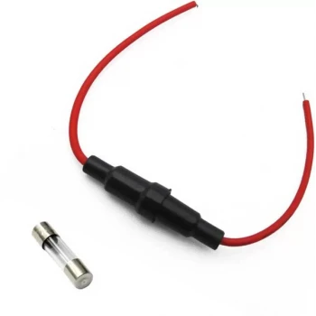 Kablolu Cam Sigorta Yuvası (5x20mm) - SiYAH