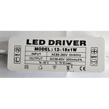 12 - 18 x 1W 300mA Led Sürücü Sabit Akım Led Driver