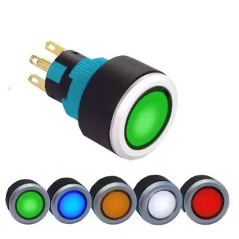 16 - 22mm Işıklı Buton NO + NC Yaylı - YEŞİL