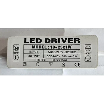 18 - 25 x 1W 300mA Led Sürücü Sabit Akım Led Driver