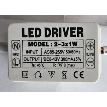 2-3 x 1W 300mA Led Sürücü Sabit Akım Led Driver