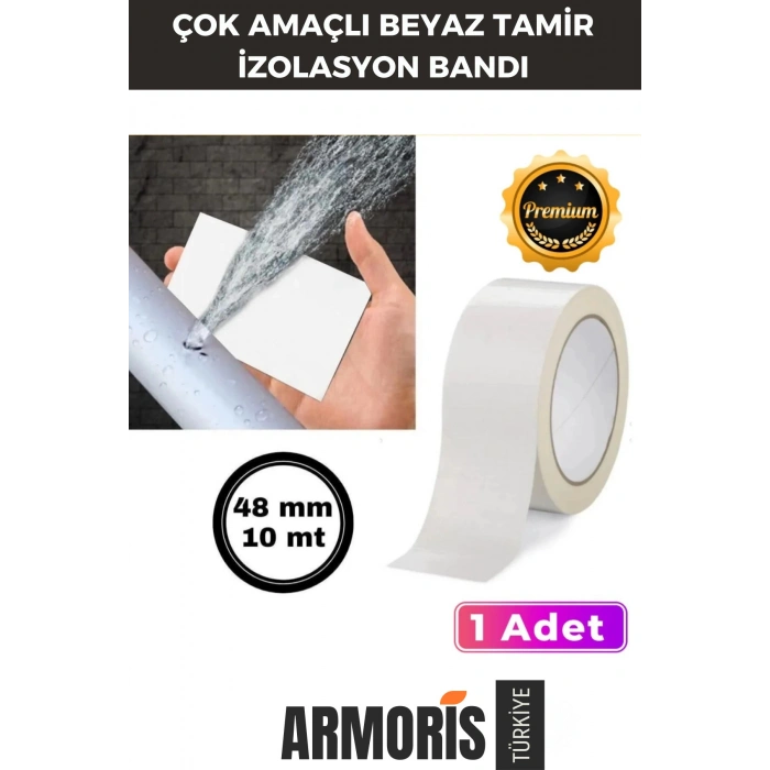 Yeni Süper Güçlü Su Geçirmez Sızdırmaz Beyaz Renk Çok Amaçlı Tamir İzolasyon Bandı 48mm x 10m 1 Adet