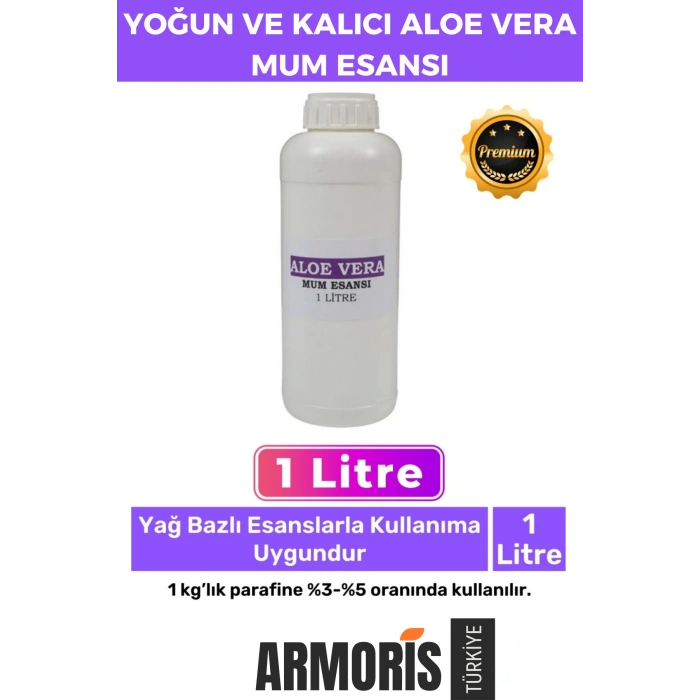 Yeni Kalıcı Yoğun Kaliteli Yağ Bazlı Tüm Ürünlerle Kullanıma Uygun Aloe Vera Mum Esansı 1 LT