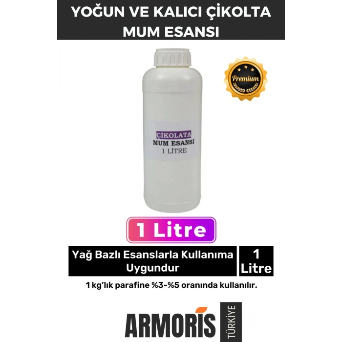 Yeni Seri Kalıcı Yoğun Kaliteli Yağ Bazlı Tüm Ürünlerle Kullanıma Uygun Çikolata Mum Esansı 1 LT