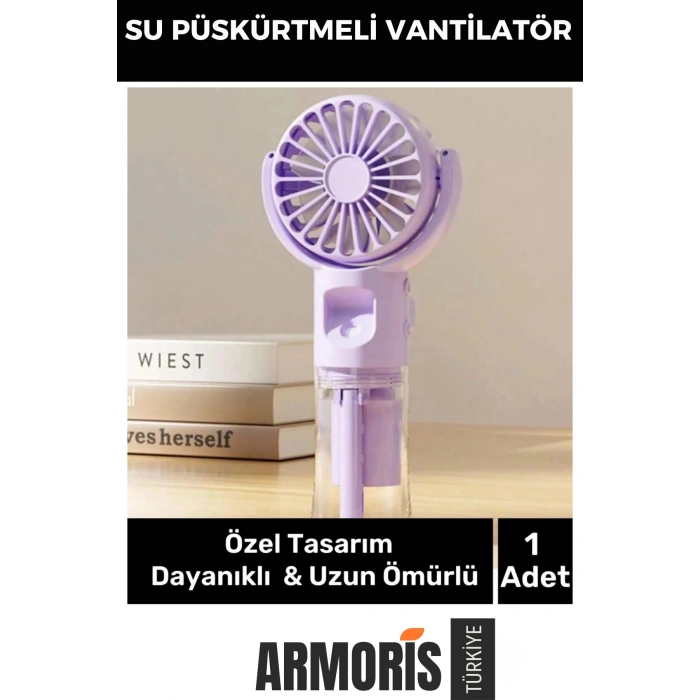 l Taşınabilir 3 Kademeli 1200 mAh  Uyumlu Usb Şarjlı Su Hazneli Püskürtmeli Mini Klima Vantilatör