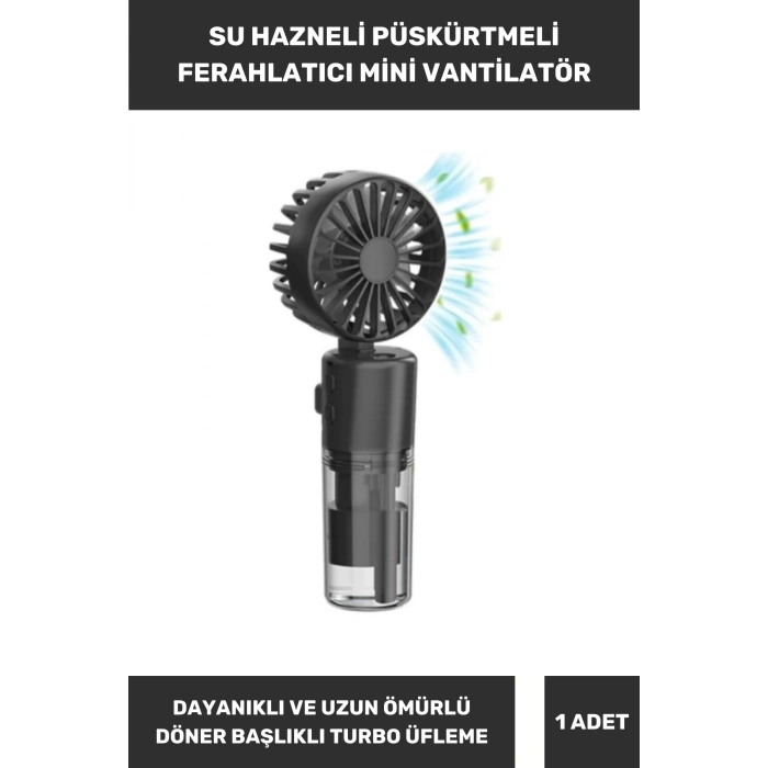 Özel Üretim Su Hazneli Püskürtmeli 3 Kademeli Şarjlı Taşınabilir 1200 mAh Usb Mini Klima Vantilatör
