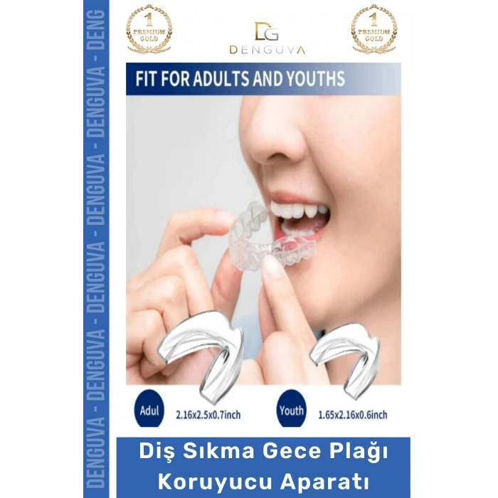 #Dişlik Bruksizm Gece Plağı Şeffaf Koruma Silikonu Çene Sıkma Engelleme Dişlik Uyku Aparatı Gıcırdtma - 1 Adet