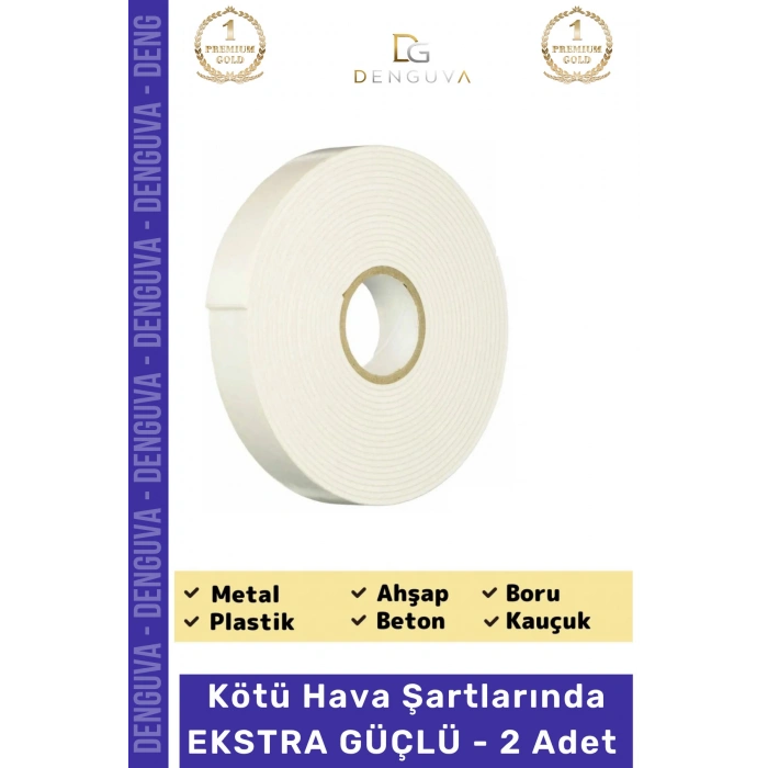 #Bant Güçlü Yapışkanlı 18mm 2m Duvar Tablo Montaj Bandı Ofis Ev Mobilya Çift Taraflı Köpük Bant - 2 Adet
