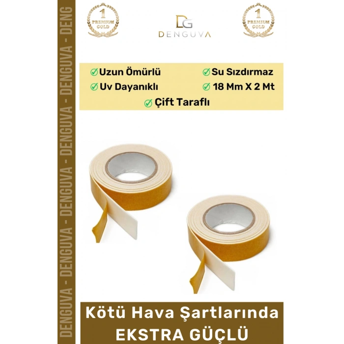 #Bant Güçlü Yapışkanlı 18mm 2m Duvar Tablo Montaj Bandı Ofis Ev Mobilya Çift Taraflı Köpük Bant - 3 Adet