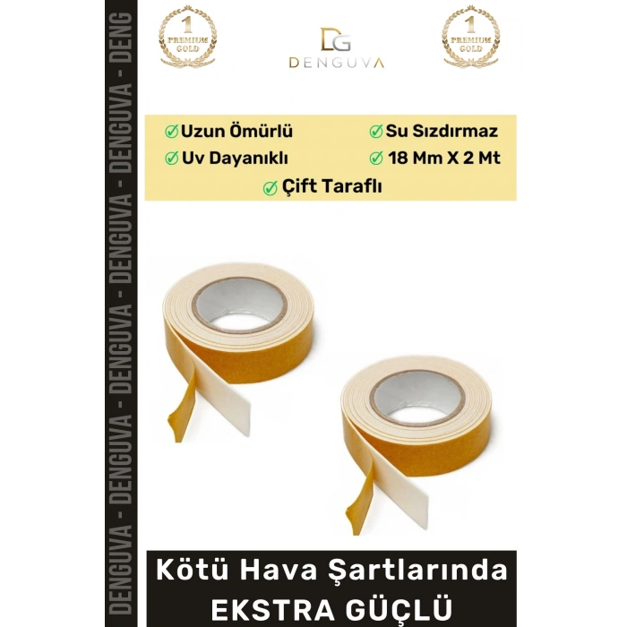 #Bant Güçlü Yapışkanlı 18mm 2m Duvar Tablo Montaj Bandı Ofis Ev Mobilya Çok Amaçlı Çift Taraflı Köpük Bant - 4 Adet