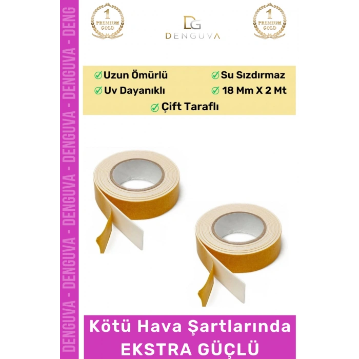 #Bant Güçlü Yapışkanlı 18mm 2m Duvar Tablo Montaj Bandı Ofis Ev Mobilya Çift Taraflı Köpük Bant - 5 Adet