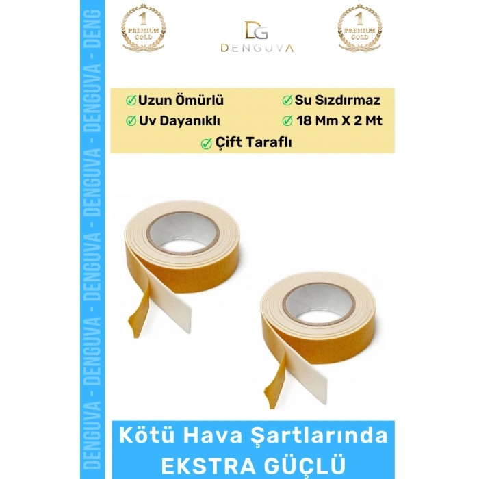 #Bant Güçlü Yapışkanlı 18mm 2m Duvar Tablo Montaj Bandı Ofis Ev Mobilya Çift Taraflı Köpük Bant - 10 Adet