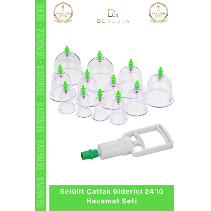 #HacamatSeti Vakumlu Masaj Karşıtı Terapi Cihazı 24lü Kupa Hacamat Seti - 24 - Adet