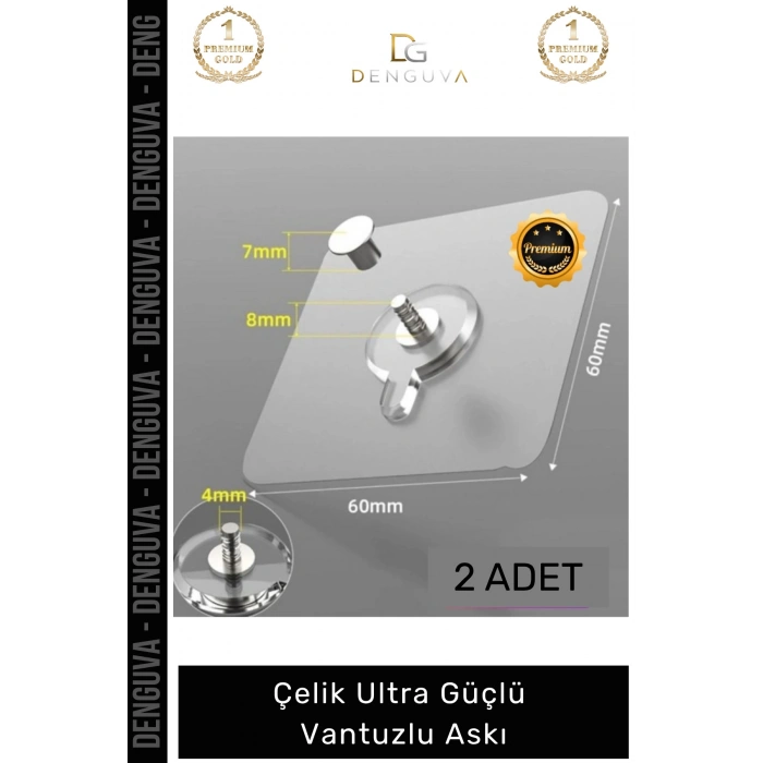 #VantuzluAskı Paslanmaz Şeffaf Yapışkanlı 1kg Kapasiteli Su Geçirmez Çelik Ultra Güçlü Vantuzlu Askı 2 Adet