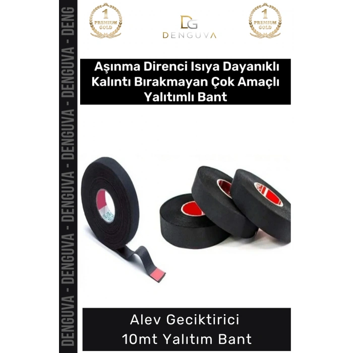 #YalıtımBantı Siyah Isıya Dayanıklı Korozyon Önleyici Pamuklu Güçlü Alev 10mt Yalıtım Bant - 1 Adet