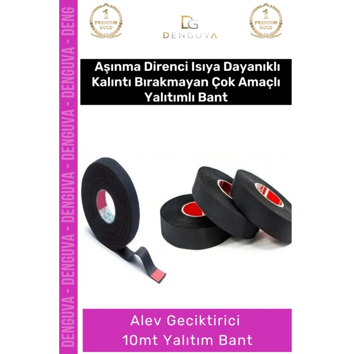 #YalıtımBantı Siyah Isıya Dayanıklı Korozyon Önleyici Pamuklu Güçlü Alev 10mt Yalıtım Bant - 3 Adet
