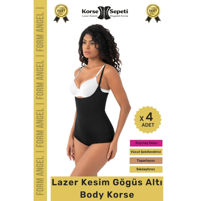 #Korse İz Göstermeyen Toparlayıcı Vücut Şekillendiren Lazer Kesim Gögüs Altı Bady Korse - 4 Adet