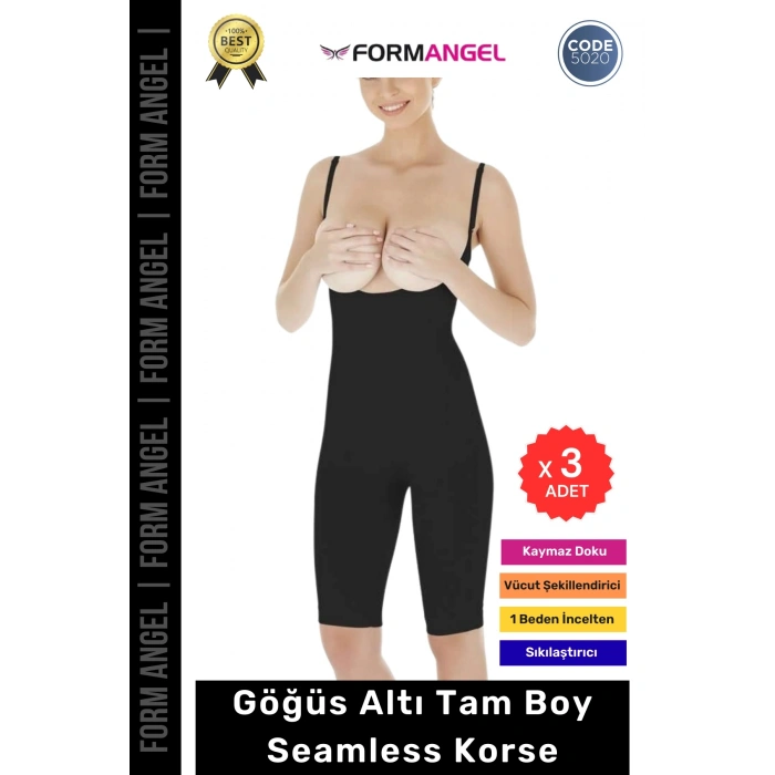#Korse Dikişsiz Toparlayıcı Kaymaz Seamless Sıkılaştırıcı Kadın Göğüs Altı Tam Boy Korse - 3 Adet