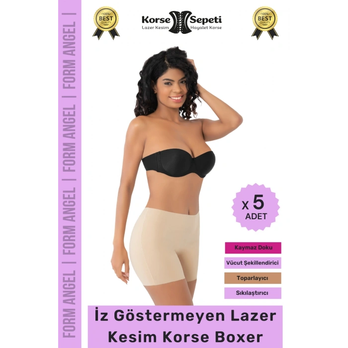 #Korse İz Göstermeyen Kaymaz Basen Toparlayıcı Şekillendiren Lazer Kesim Korse Boxer - 5 Adet