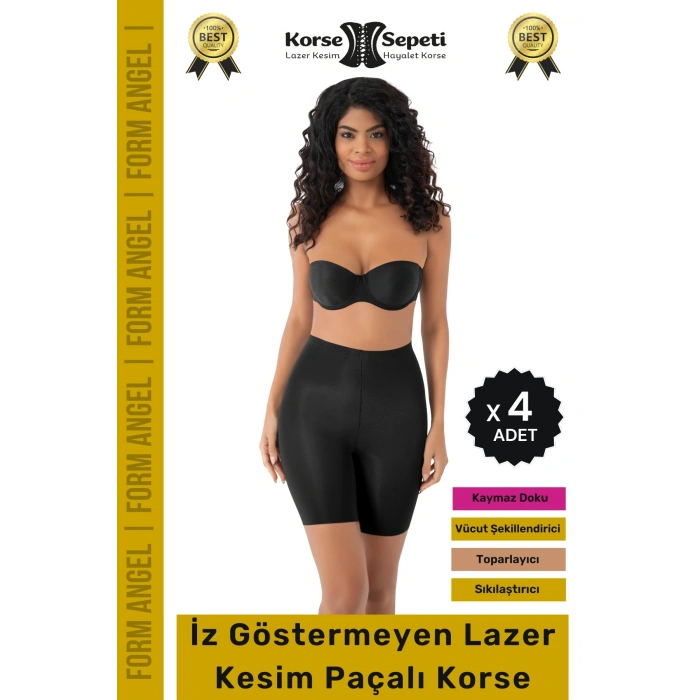 #Korse İz Yapmayan Kaymayı Önleyen Toparlayıcı Sıkılaştıran Lazer Kesim Paçalı Korse - 4 Adet