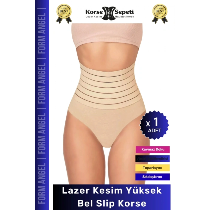 #Korse Vücut Şekillendirici Karın Bel Toparlayıcı Lazer Kesim Yüksek Bel Slip Korse - 1 Adet