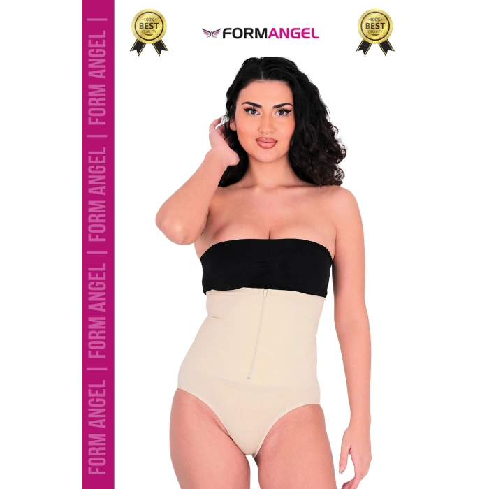 #Korse Yüksek Bel Vücut Karın Mide Şekillendirici Külot Fermuarlı Toparlayıcı Slip Korse - 4 Adet