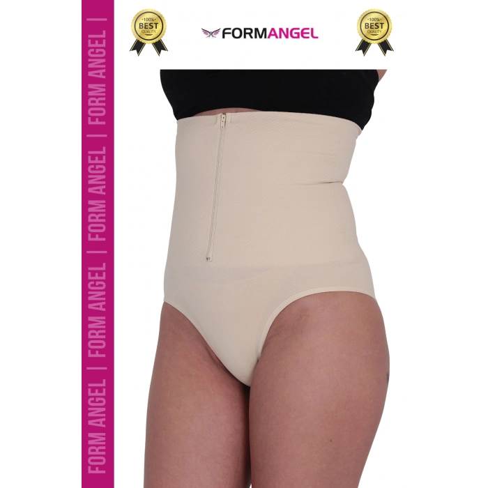 #Korse Yüksek Bel Vücut Karın Mide Şekillendirici Külot Fermuarlı Toparlayıcı Slip Korse - 4 Adet