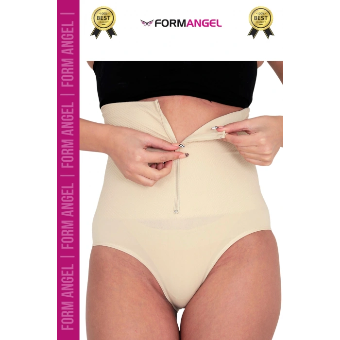 #Korse Yüksek Bel Vücut Karın Mide Şekillendirici Külot Fermuarlı Toparlayıcı Slip Korse - 4 Adet