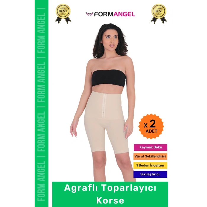 #Korse Yüksek Bel Vücut Karın Mide Şekillendirici Külot Fermuarlı Toparlayıcı Slip Korse - 2 Adet