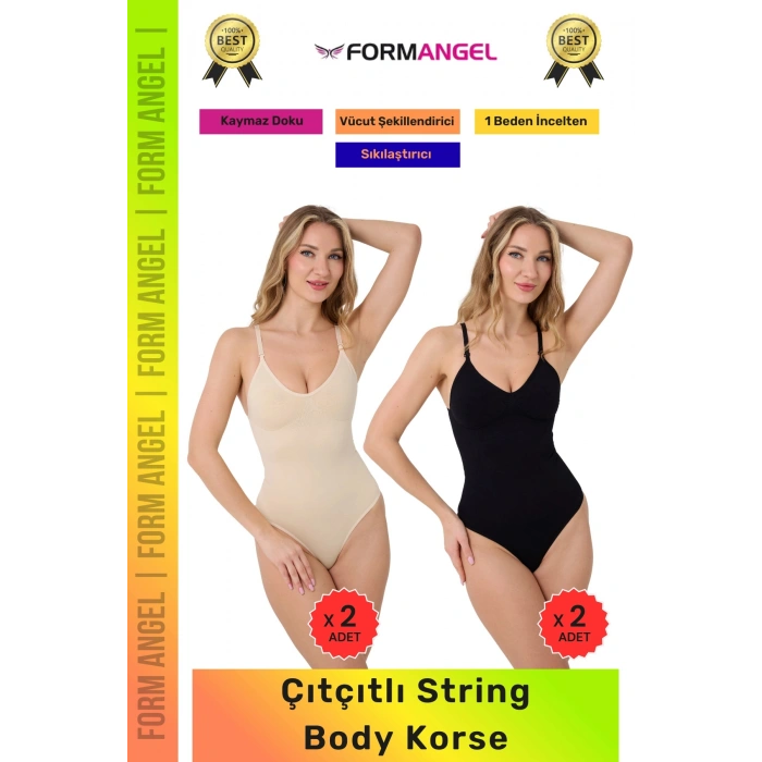 #Korse İz Bırakmayan Kaymaz Seamless Toparlayıcı Dikişsiz Kadın Çıtçıtlı String Body Korse 4lü Set