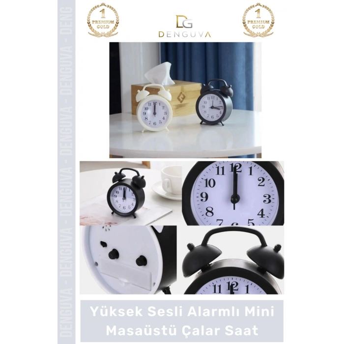 #ÇalarSaat Premium Sessiz Akar Mekanizma Ofis Masaüstü Komodin Küçük Analog Dekoratif Çalar Saat