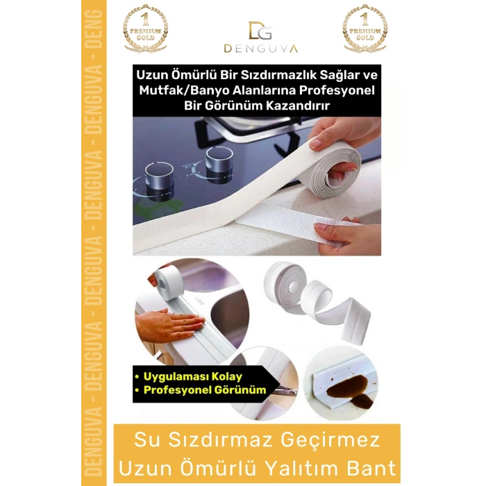 #İzolasyonBant Su Sızdırmaz Lavabo Küvet Kenar Bandı Mutfak Banyo Yapışkanlı Önleyici 32m İzolasyon Bant